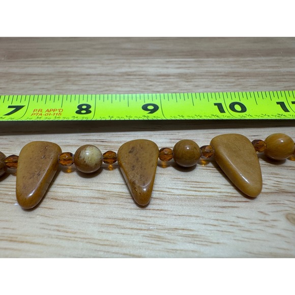 Vintage 19" Polished Beaded Agate Necklace and Earrings Set - Picture 14 of 16